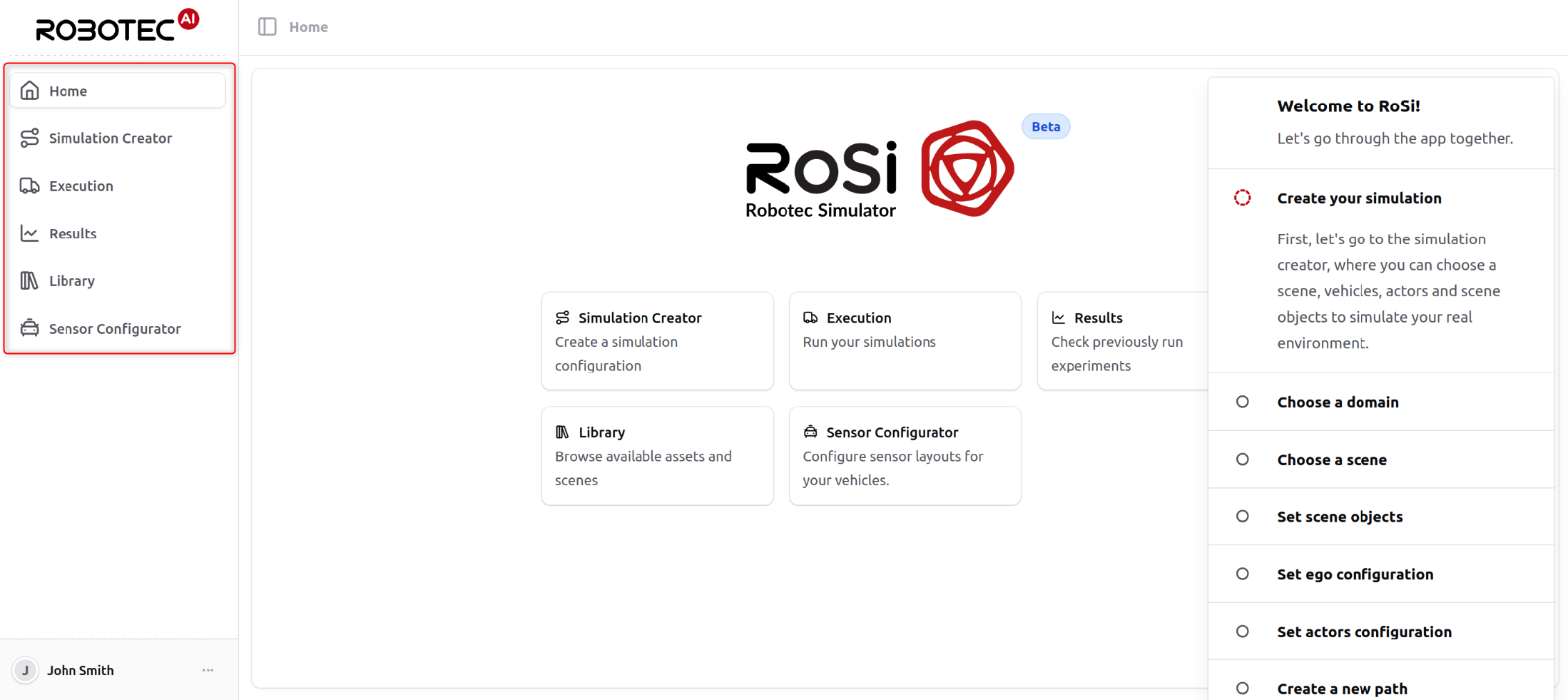 Webot Gui RoSi — Robotec Simulator
